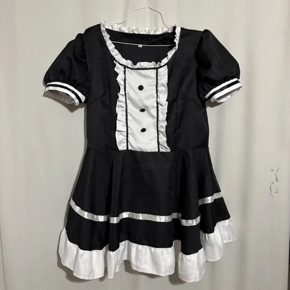 Black & White Girls Maid Dress Halloween Costume Size XL - Picture 1 of 10